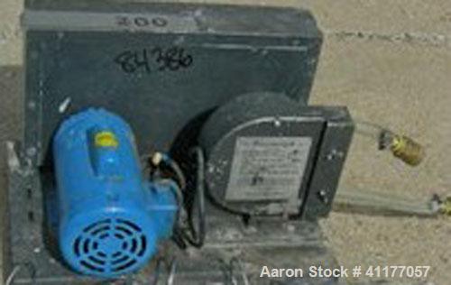 Used Randolph peristaltic pump, model 750, carbon steel construction. Hose capacities 1-1/16 OD, 3/4 ID to 15/16 OD, 5/8 ID. Rated 10 gallons per minute at 430 rpm. Driven by a 1/2 hp, 1/60/115/208-2...