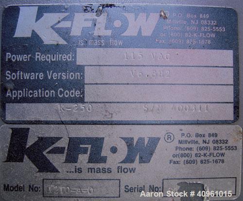 Used ABB Instrumentation K-Flow Mass Flow Meter, Model K-500, 316 stainless steel. Sensor 700221. Mass meter control box, model K-250, serial #400311. Approximate 1'' inlet/outlet.