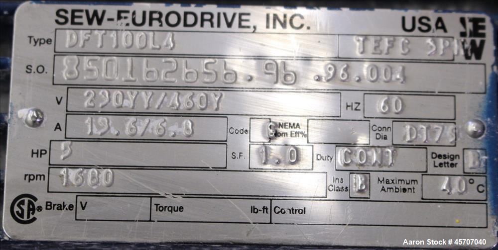 Used Alfa Laval/Depa Elro Peristaltic Hose Pump, Model IP 200, Aluminum Housing. Approximate 8.37 gallons per minute, maximum pressure 130 psi. 316 Stainless steel inlet/outlet pipe connections. Driv...