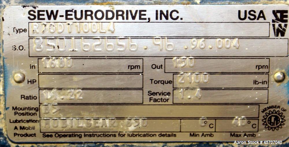 Used Alfa Laval/Depa Elro Peristaltic Hose Pump, Model IP 200, Aluminum Housing. Approximate 8.37 gallons per minute, maximum pressure 130 psi. 316 Stainless steel inlet/outlet pipe connections. Driv...