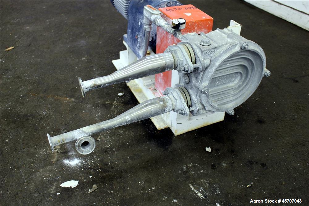 Used Alfa Laval/Depa Elro Peristaltic Hose Pump, Model IP 200, Aluminum Housing. Approximate 8.37 gallons per minute, maximum pressure 130 psi. 316 Stainless steel inlet/outlet pipe connections. Driv...