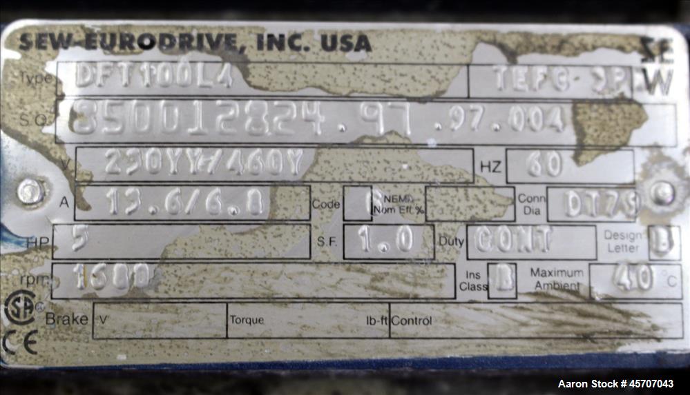 Used Alfa Laval/Depa Elro Peristaltic Hose Pump, Model IP 200, Aluminum Housing. Approximate 8.37 gallons per minute, maximum pressure 130 psi. 316 Stainless steel inlet/outlet pipe connections. Driv...
