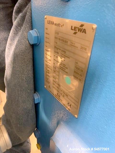 Unused LEWA Ecoflow high-pressure metering system configured for CO2 service. 30 kg/min capacity. Consists of: LEWA Ecoflow metering pump, High-pressure CO2 configuration; Baldor-Reliance 75 HP Sever...