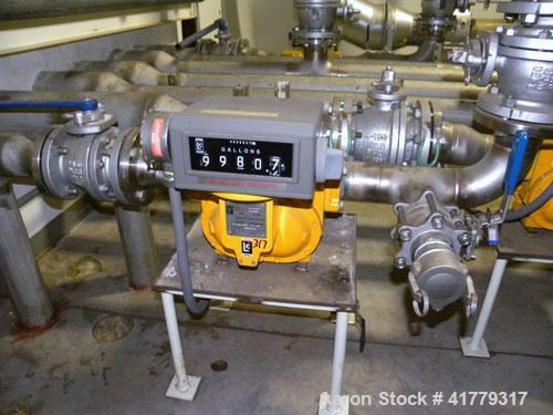 Used Liquid Controls Group Positive Displacement Meter, Model M-15-15. Flow rate 40-200 gallons per minute, maximum pressure 150 psi. Includes a  meter register.