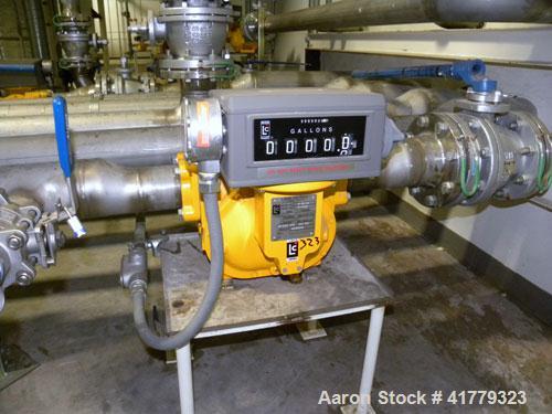 Used Liquid Controls Group Positive Displacement Meter, Model M-15-15. Flow rate 40-200 gallons per minute, maximum pressure 150 psi. Includes a  meter register.