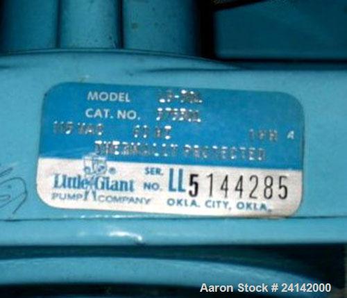 Used Little Giant Peristalic Pump, Model LG30L. 1/3 hp belt driven. Base mounted.