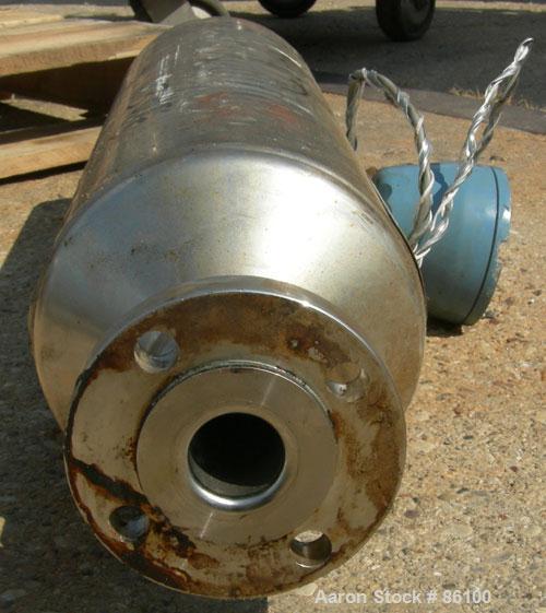 Used Micro Motion Straight Tube Flow Meter, model T150T641SQBAEZZZ. 316L stainless steel product contact areas. Rated volume 0 to 383 gallons per minute, mass 0 to 3200 pounds per minute. 1-1/2" inle...