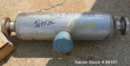 Used Micro Motion Straight Tube Flow Meter, Model T150T641SQBAEZZZ, 304 Stainless Steel. Rated volume 0 to 383 gallons per minute, mass 0 to 3200 pounds per minute. 1-1/2" inlet/outlet, temp range -6...