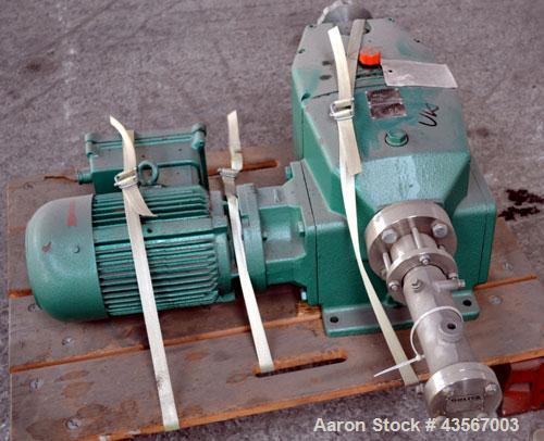Used Orlita Crank Drive Valveless Plunger Metering Pump, Type DK 32.18, Stainless Steel. Type RB150 crank drive. Stroke length 0-32 mm, approximately 100 liters an hour (0.44 gallons per minute) at 1...