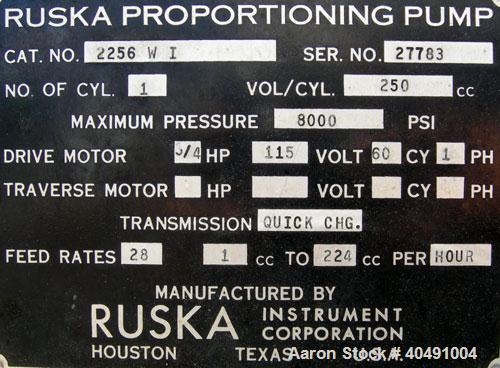 Used Stainless Steel Ruska Proportioning Pump, Model 2256WI