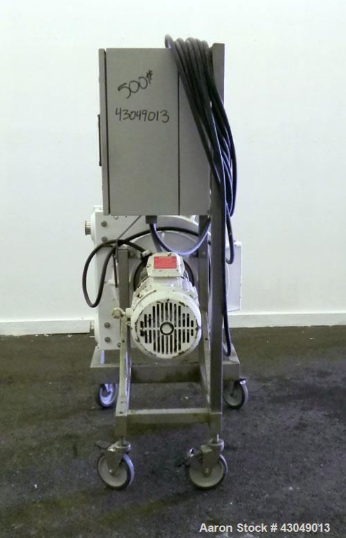Used Waston-Marlow Hose Pump. 2’’ Tri-clamp inlet/outlet. Driven by a 5 hp, 3/60/230/460 volt, 1750 rpm gear motor, ratio 37.23 to 1. Includes an Allen-Bradley 1336 Plus II drive. Mounted on a stainl...