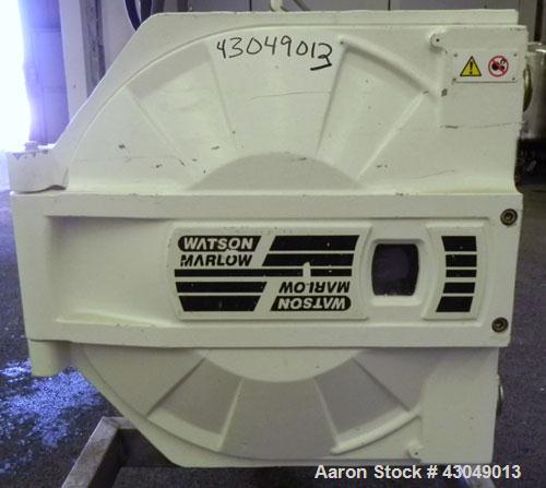 Used Waston-Marlow Hose Pump. 2’’ Tri-clamp inlet/outlet. Driven by a 5 hp, 3/60/230/460 volt, 1750 rpm gear motor, ratio 37.23 to 1. Includes an Allen-Bradley 1336 Plus II drive. Mounted on a stainl...