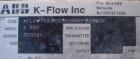 Used ABB Instrumentation K-Flow Mass Flow Meter, Model K-500, 316 stainless steel. Sensor 700221. Mass meter control box, model K-250, serial #400311. Approximate 1'' inlet/outlet.
