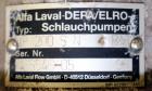 Used Alfa Laval/Depa Elro Peristaltic Hose Pump, Model IP 200, Aluminum Housing. Approximate 8.37 gallons per minute, maximum pressure 130 psi. 316 Stainless steel inlet/outlet pipe connections. Driv...