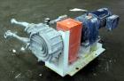 Used Alfa Laval/Depa Elro Peristaltic Hose Pump, Model IP 200, Aluminum Housing. Approximate 8.37 gallons per minute, maximum pressure 130 psi. 316 Stainless steel inlet/outlet pipe connections. Driv...
