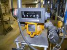 Used Liquid Controls Group Positive Displacement Meter, Model M-7-16. Flow rate 20-100 gallons per minute, maximum pressure 150 psi. Includes a  meter register.