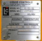 Used Liquid Controls Group Positive Displacement Meter, Model M-15-15. Flow rate 40-200 gallons per minute, maximum pressure 150 psi. Includes a  meter register.