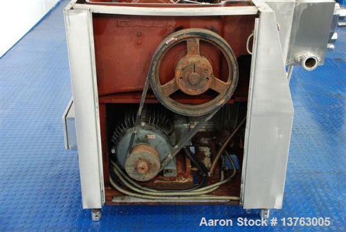 Used APV Gaulin MCP7 High Pressure Pump, capacity 1453 gallons/hour (5500 liters/hour). Maximum working pressure 725 psi (50 bar), piston diameter 2.36" (60 mm), 24 hp/18 kW motor, stainless steel cl...