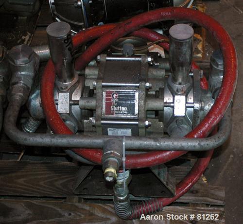 USED: Graco air powered double piston pump, model Glutton, 304stainless steel. 2 gallons per minute, ratio 12:1. 100 max psi.1/2" NPT air inlet, 1-1/4" NPT fluid inlet, 1" NPT fluid outlet.
