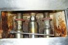 Used APV Gaulin MCP7 High Pressure Pump, capacity 1453 gallons/hour (5500 liters/hour). Maximum working pressure 725 psi (50 bar), piston diameter 2.36
