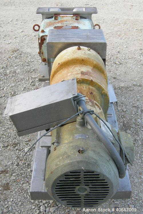 Used Waukesha Rectangular Flange Universal Rotary Positive Displacement Pumpmodel 224, 316 stainless steel. Approximately 200 gallons per minute at 200 psi at 400 rpm capacity, .522 gallon displaceme...
