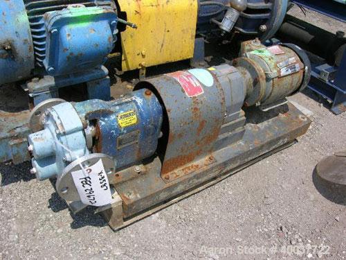 Used-Waukesha Rotary Lobe Pump, Model 25, stainless steel construction, 1.5" inlet/outlet, rated up to 30 GPM, on base with ...