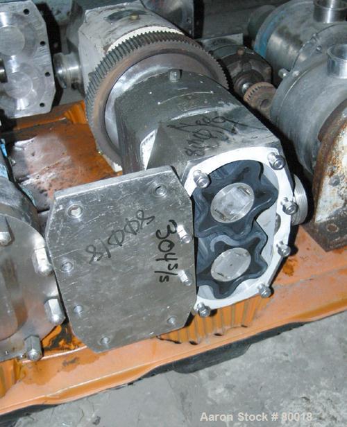 Used APV Rotary Positive Displacement Pump, Model R6HD, 316 Stainless Steel. Approximate capacity 150 gallons per minute at 600 rpm. 67.2 cubic inch displacement per revolution. 2-1/2" threaded inlet...