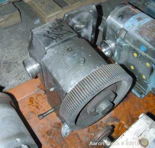 Used APV Rotary Positive Displacement Pump, Model R6HD, 316 Stainless Steel. Approximate capacity 150 gallons per minute at 600 rpm. 67.2 cubic inch displacement per revolution. 2-1/2" threaded inlet...