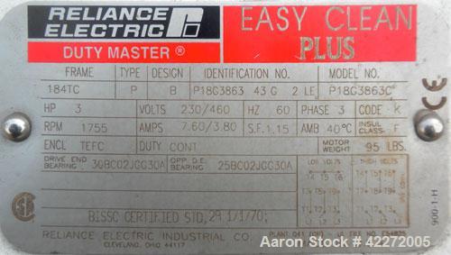 Used APV Rectangular Inlet Top Feed Rotary Positive Displacement Pump, model R6RH, 316 stainless steel. Approximate capacity 150 gallons per minute at 600 rpm. 67.2 cubic inch displacement per revolu...