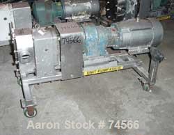 USED: APV rotary positive displacement pump, model R6, 316 stainless steel. Approx 150 gallons per minute capacity, 67.2 cu in displacement per revolution. 2.5" inlet/outlet. (2) 5 point lobe rubber ...