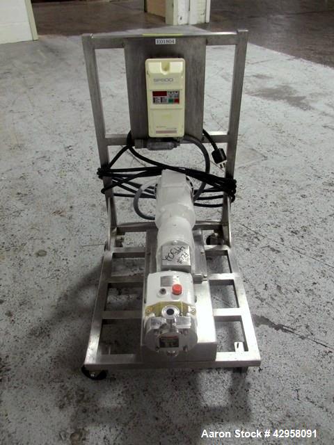 Used- Alfa-Laval Rotary Lobe Pump, Model SRU1/008/HD. Stainless steel construction, 1.5" inlet and outlet, with 1 hp, 230/46...
