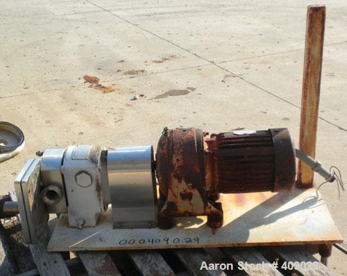 Used CrepacoRotaryPositive DisplacementPump, ModelR3R, 316 Stainless Steel.  Approximately36 gallons per minute at600 rpm.  14.8 Cubic inchesdisplacement per revolution.  1-1/2" sanitary inlet/outlet...
