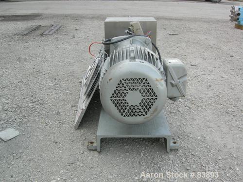 USED: Fristam positive displacement pump, model FLFN-130L, 316 stainless steel. 4" sanitary inlet and outlet. Rated .645 gallons of displacement per revolution. Driven by a 10 hp, 3/60/230/460 volt, ...