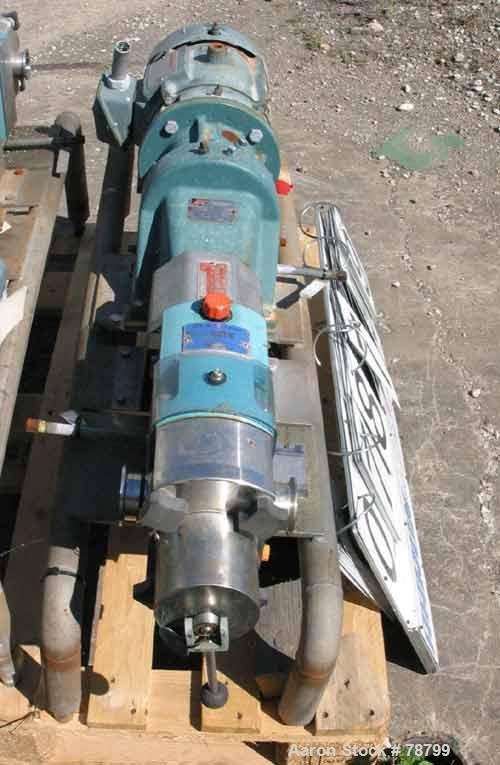 Used GH Products Rotary Positive Displacement Pump, Model GHP-1120, 316 Stainless Steel. 2" tri-clamp inlet/outlet. Approximate capacity 79 gallons per minute, 9.25 gallons per 100 revolutions, (2) 3...