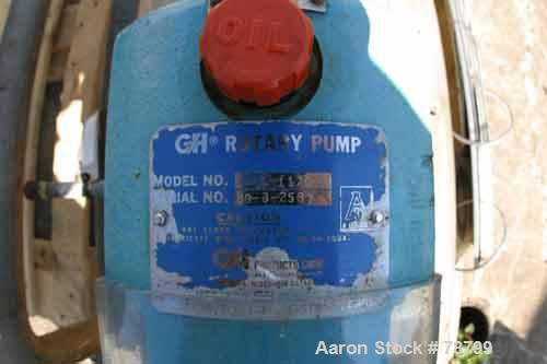 Used GH Products Rotary Positive Displacement Pump, Model GHP-1120, 316 Stainless Steel. 2" tri-clamp inlet/outlet. Approximate capacity 79 gallons per minute, 9.25 gallons per 100 revolutions, (2) 3...