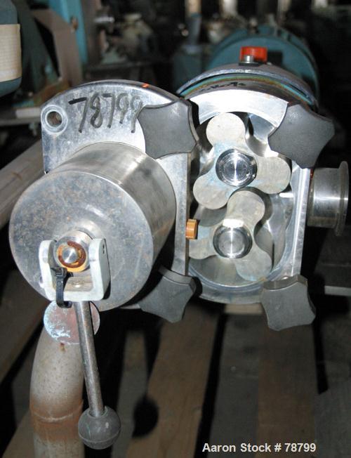 Used GH Products Rotary Positive Displacement Pump, Model GHP-1120, 316 Stainless Steel. 2" tri-clamp inlet/outlet. Approximate capacity 79 gallons per minute, 9.25 gallons per 100 revolutions, (2) 3...