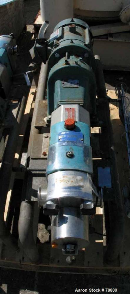 Used GH Products Rotary Positive Displacement Pump, Model GHP-1120, 316 Stainless Steel. 2" tri-clamp inlet/outlet. Approximate capacity 79 gallons per minute, 9.25 gallons per 100 revolutions, (2) 3...