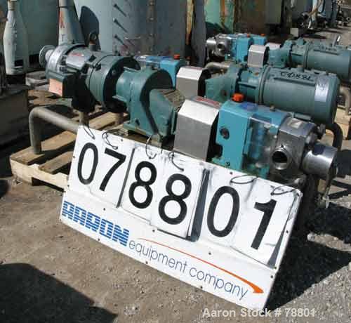 Used GH Products Rotary Positive Displacement Pump, Model GHP-1120, 316 Stainless Steel. 2" tri-clamp inlet/outlet. Approximate capacity 79 gallons per minute, 9.25 gallons per 100 revolutions, (2) 3...