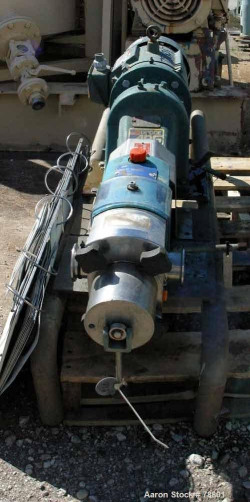 Used GH Products Rotary Positive Displacement Pump, Model GHP-1120, 316 Stainless Steel. 2" tri-clamp inlet/outlet. Approximate capacity 79 gallons per minute, 9.25 gallons per 100 revolutions, (2) 3...