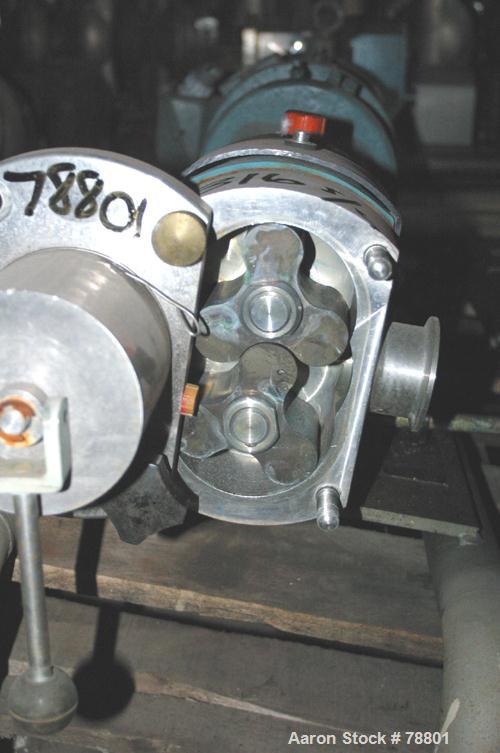 Used GH Products Rotary Positive Displacement Pump, Model GHP-1120, 316 Stainless Steel. 2" tri-clamp inlet/outlet. Approximate capacity 79 gallons per minute, 9.25 gallons per 100 revolutions, (2) 3...