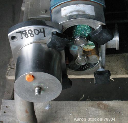 Used GH Products Rotary Positive Displacement Pump, Model GHP-1120, 316 Stainless Steel. 2" tri-clamp inlet/outlet. Approximate capacity 79 gallons per minute, 9.25 gallons per 100 revolutions, (2) 3...