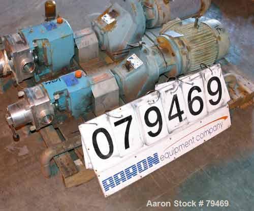 Used GH Products Rotary Positive Displacement Pump, Model GHP-1120, 316 Stainless Steel. 2" tri-clamp inlet/outlet. Approximate capacity 79 gallons per minute, 9.25 gallons per 100 revolutions, (2) 3...