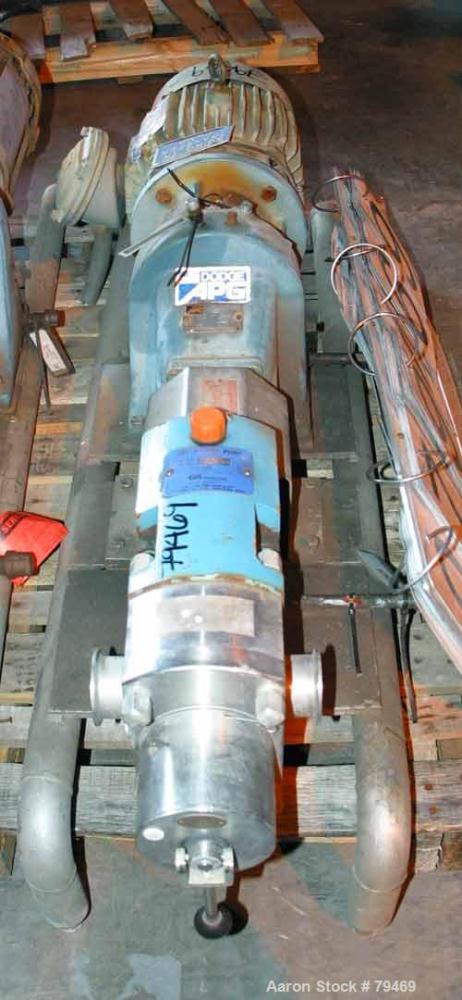 Used GH Products Rotary Positive Displacement Pump, Model GHP-1120, 316 Stainless Steel. 2" tri-clamp inlet/outlet. Approximate capacity 79 gallons per minute, 9.25 gallons per 100 revolutions, (2) 3...