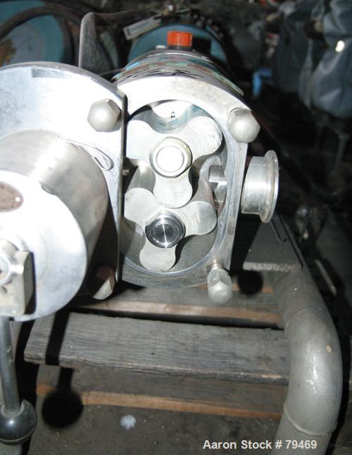 Used GH Products Rotary Positive Displacement Pump, Model GHP-1120, 316 Stainless Steel. 2" tri-clamp inlet/outlet. Approximate capacity 79 gallons per minute, 9.25 gallons per 100 revolutions, (2) 3...
