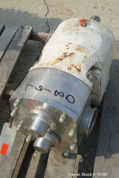 Used GH Products Rotary Positive Displacement Pump, Model GHP-3040X, 316 stainless steel. 4" tri-clamp inlet/outlet. Approximate capacity 396 gallons per minute, 50.20 gallons per 100 revolutions. (2...