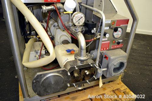 Used G&H Products Rotary Positive Displacement Pump, Model GHPD-632, 316 Stainless Steel. 3" Tri-clamp inlet/outlet. Approximate capacity 193 gallons per minute, nominal displacement 19.5 gallons per...