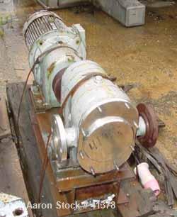 Used- Rotary Lobe Positive Displacement Pump, 316 Stainless Steel. Approximately 60 gallons per minute. 2" inlet/outlet. (2)...