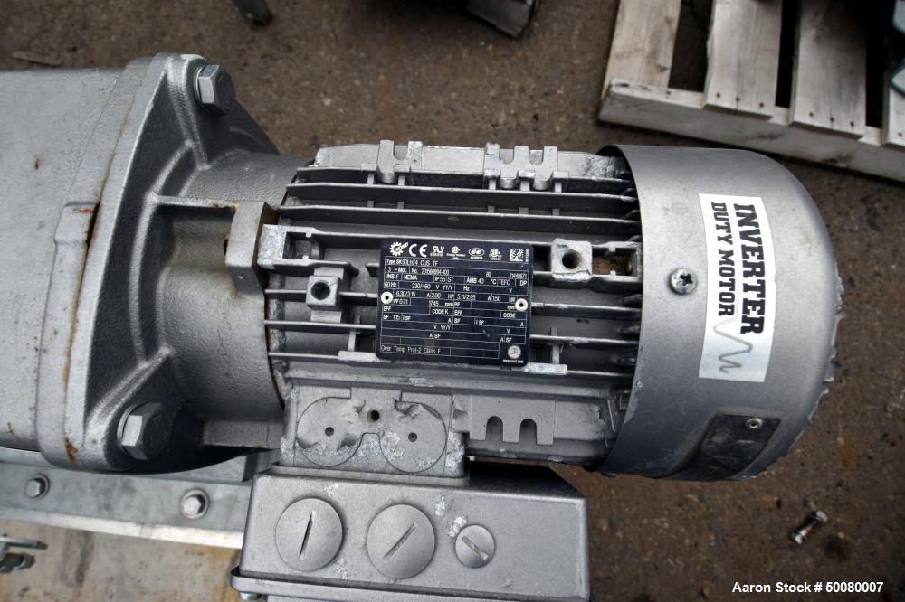 Used Vogelsang Dual Universal Rotary Lobe Pump System, Carbon Steel. Consisting of : (1) Vogelsang IQ112 Universal Rotary Lobe Pump Approximate 340 gallons per minute. Driven by a 5hp, 3/60/230/460 v...