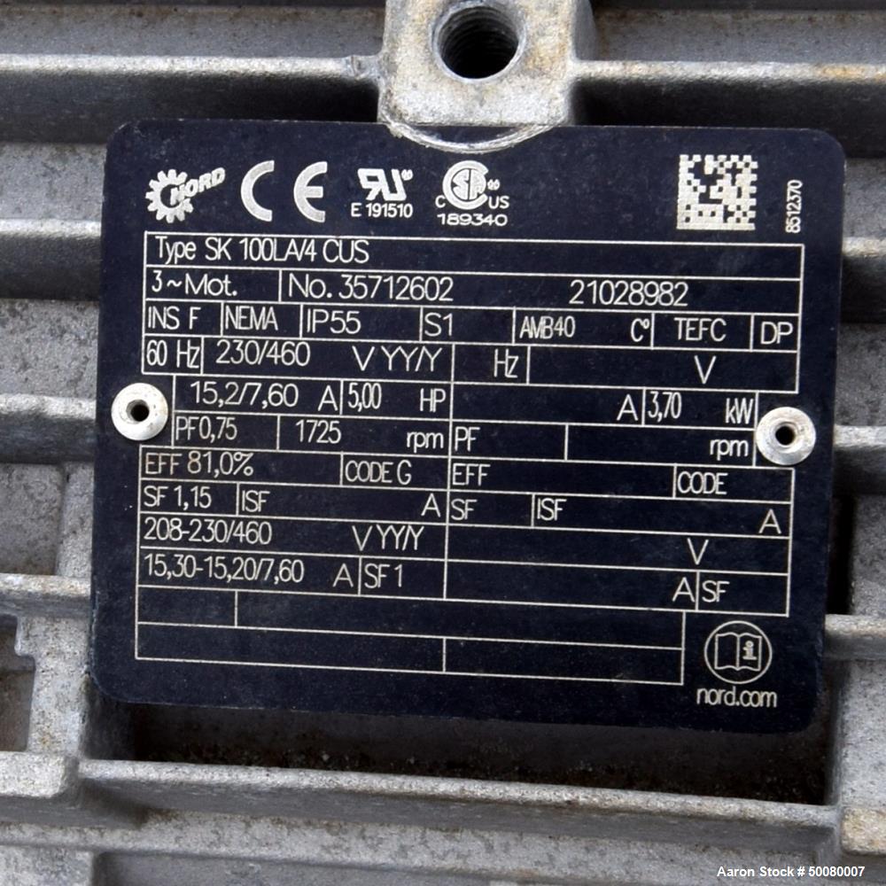 Used Vogelsang Dual Universal Rotary Lobe Pump System, Carbon Steel. Consisting of : (1) Vogelsang IQ112 Universal Rotary Lobe Pump Approximate 340 gallons per minute. Driven by a 5hp, 3/60/230/460 v...