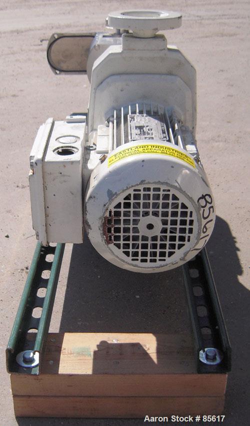 Used Flowtech Unibloc Rotary Positive Displacement Pump, Model 5000, Series 300, 316 Stainless Steel, Horizontal. Approximate 28 gallons per minute capacity. 1" tri-clamp inlet/outlet. (2) 2 lobe sta...